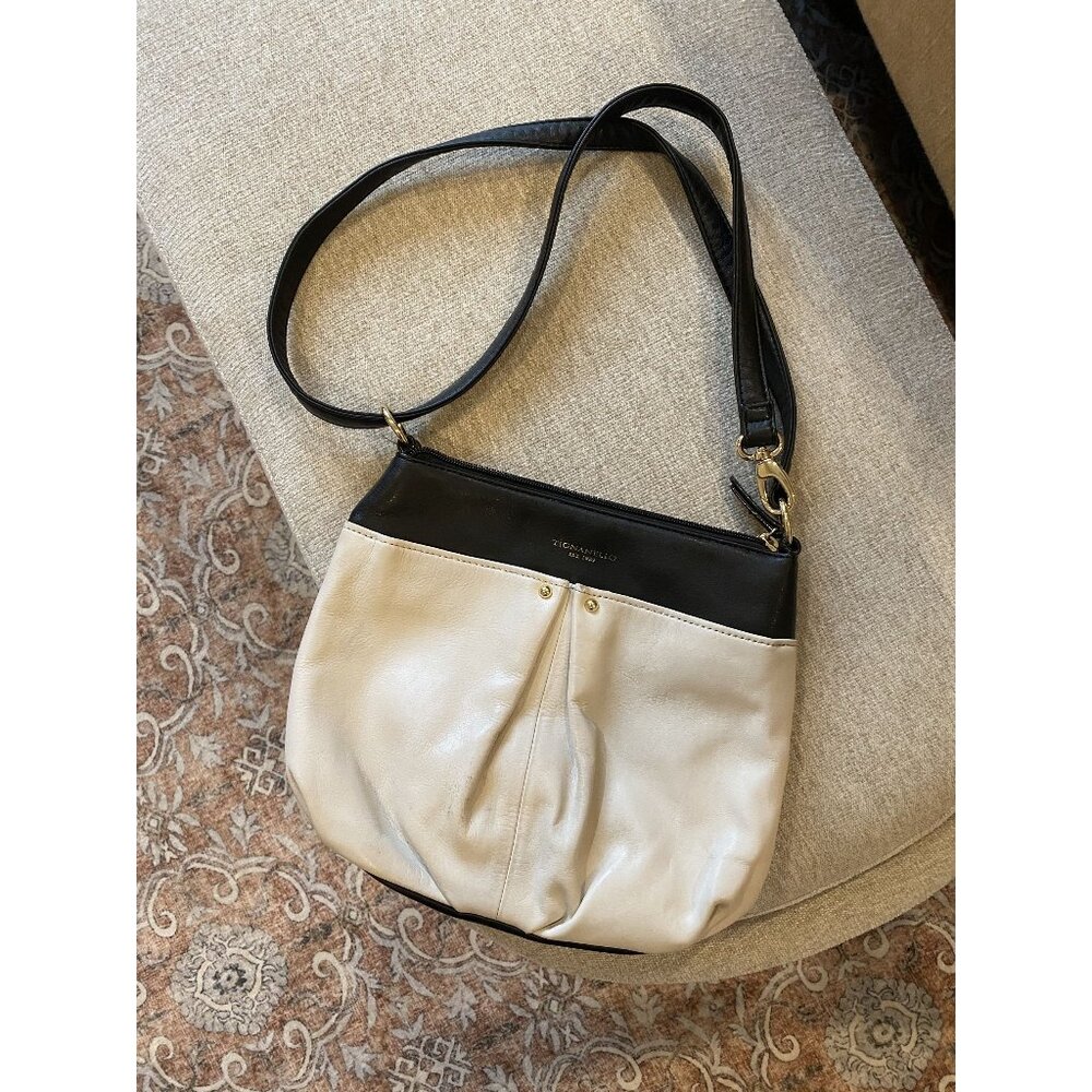 Tignanello Tignanello Est. 1982 Taupe & Black Leather Shoulder Bag